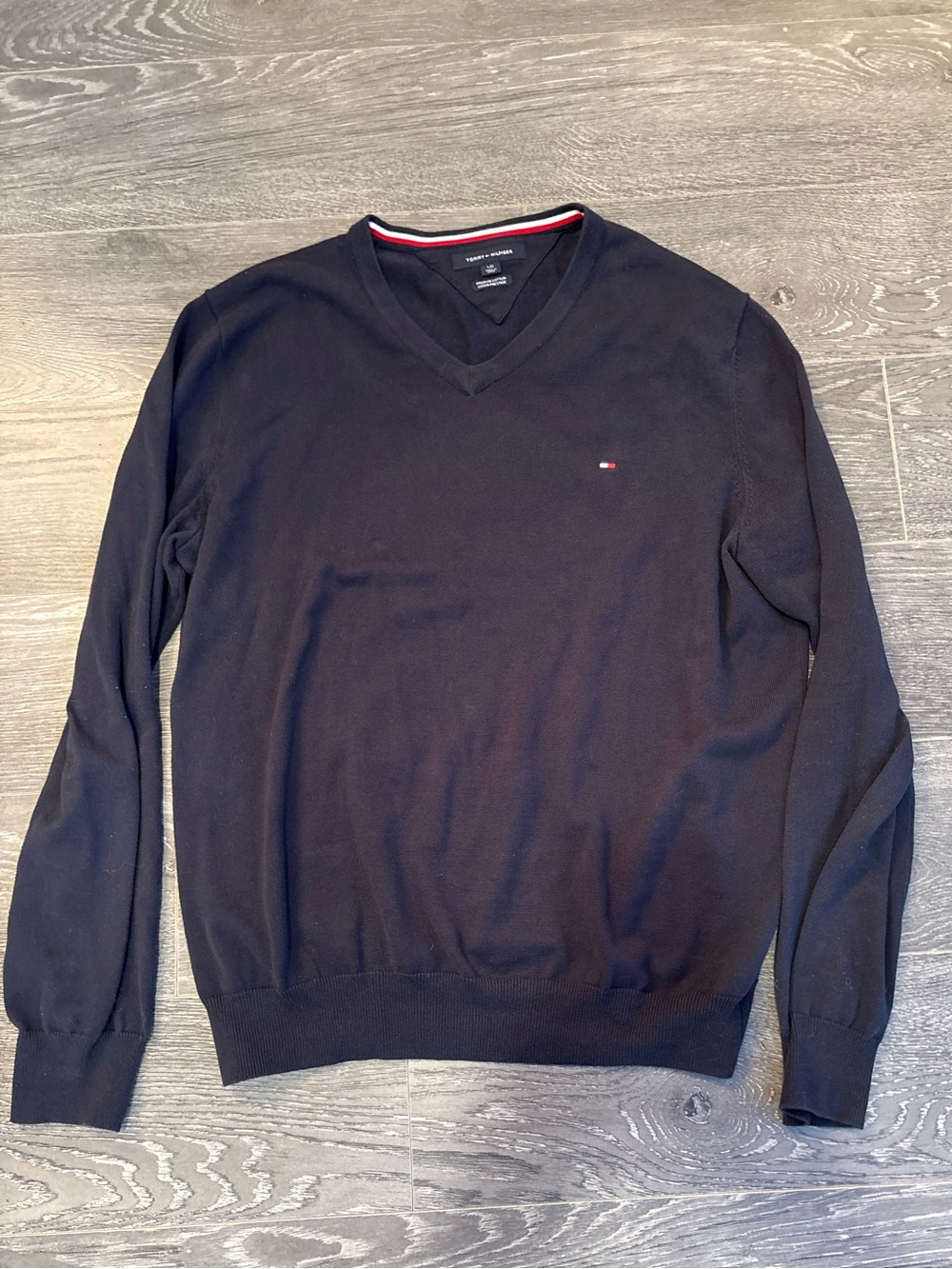 Tommy Hilfiger Premium Cotton V-Neck Sweater – Men’s Large – Navy